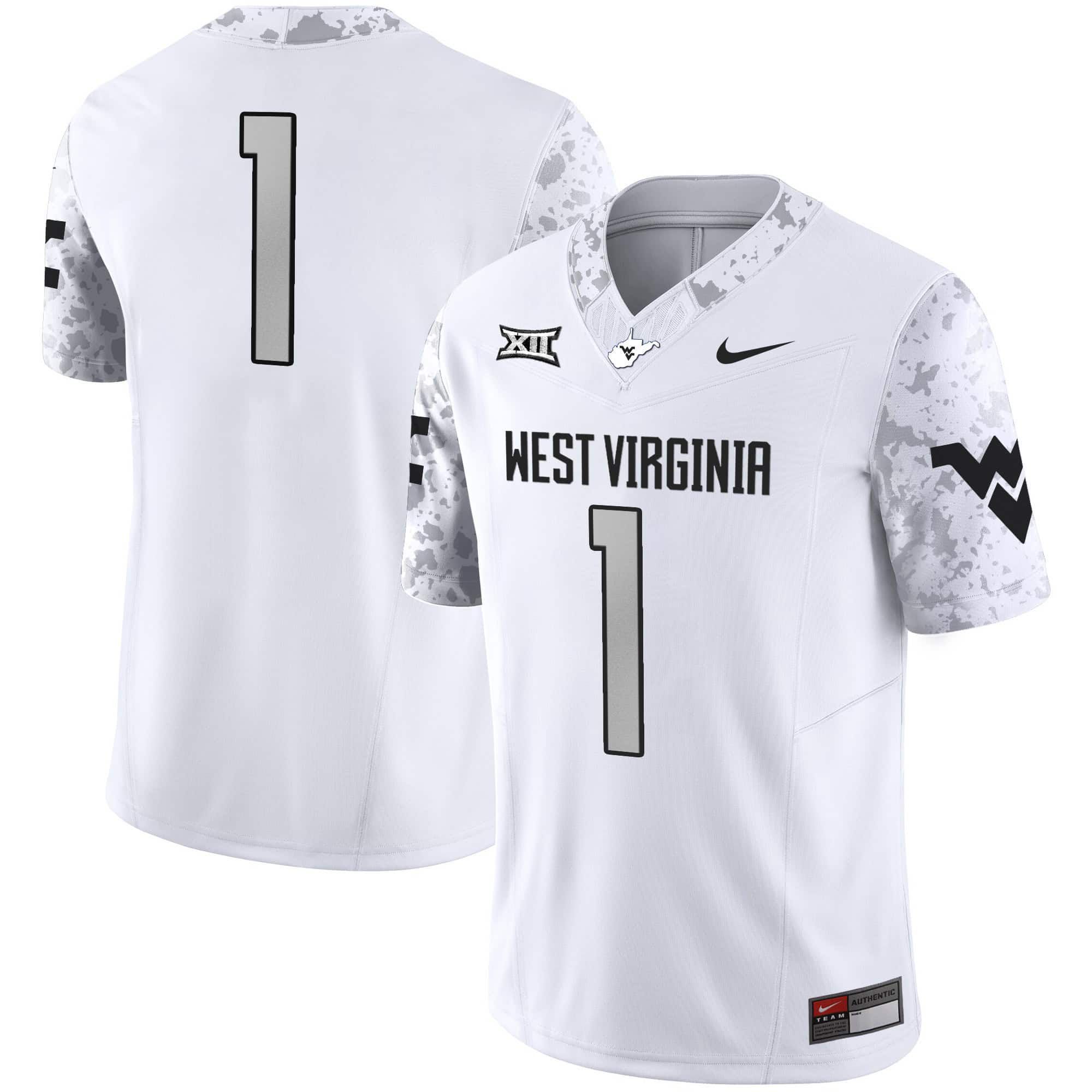 Men West Virginia Mountaineers #1 No Name White 2024 Nike Vapor Limited NCAA Jersey